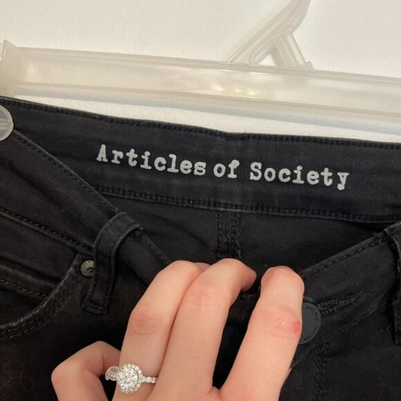 ARTICLES OF SOCIETY Mya Skinny Jeans Solid Black Mid Rise Full Length Stretch 27 - Picture 7 of 14